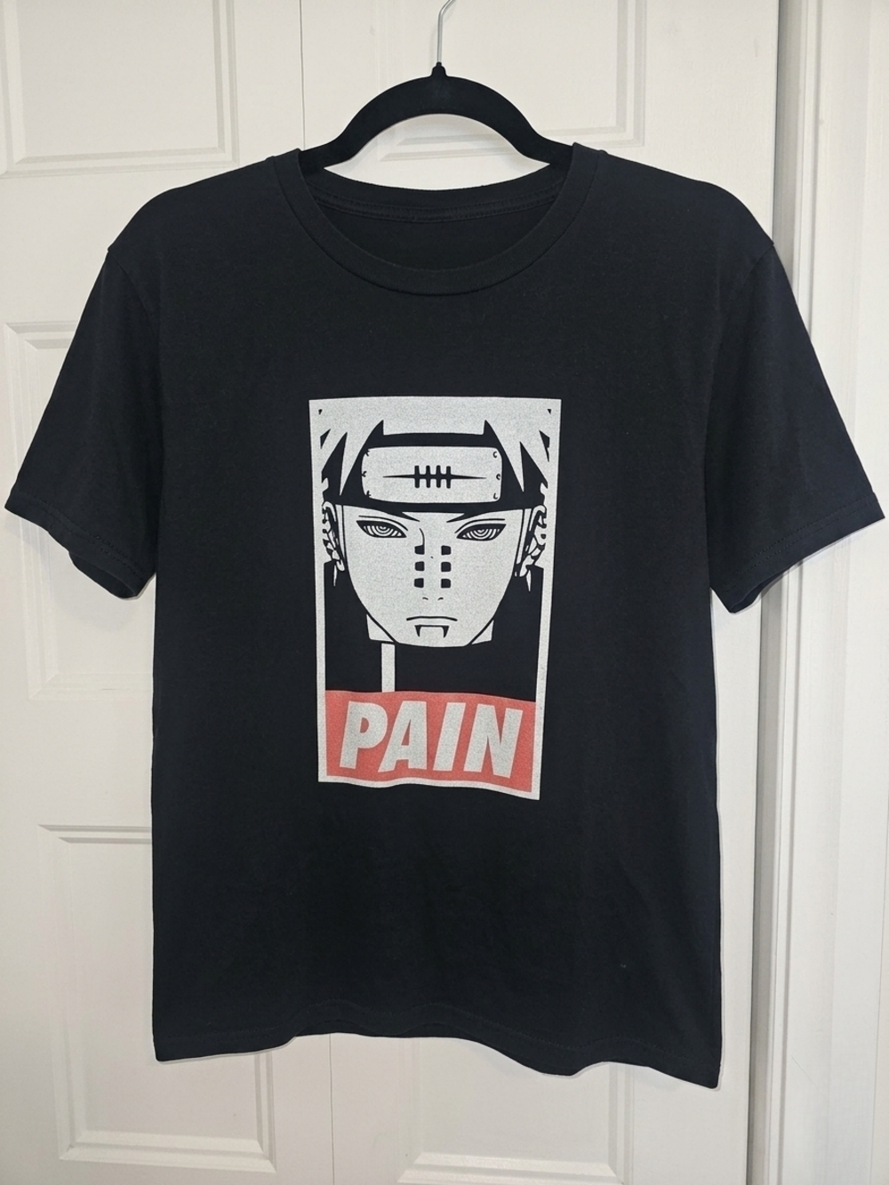 Men's Black Graphic Tee with 'PAIN' Front Print